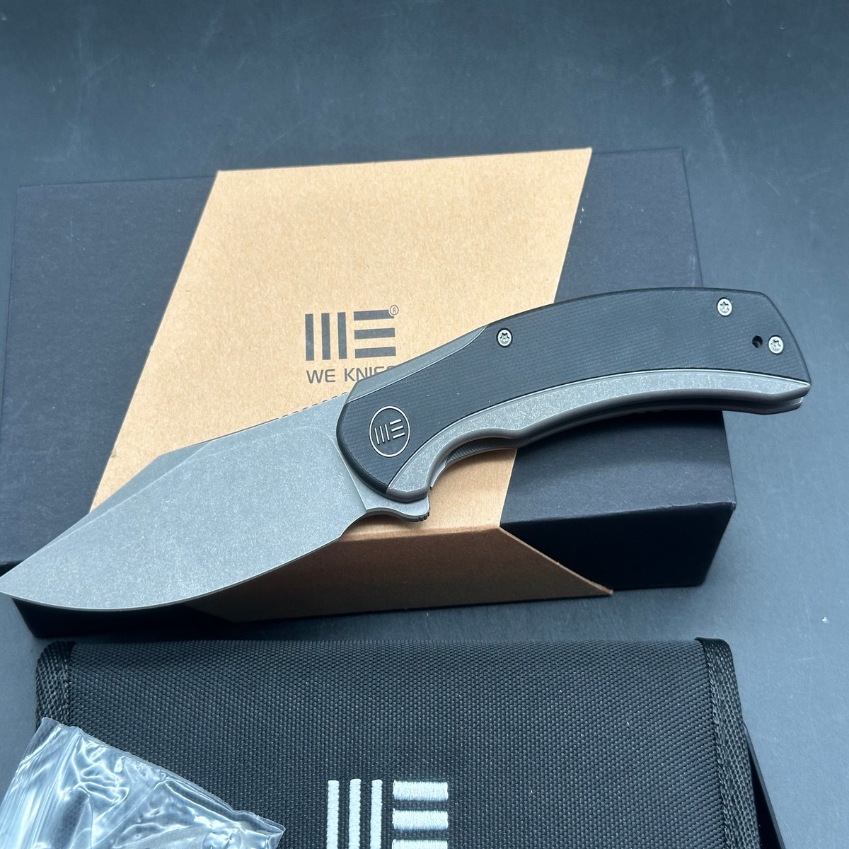WE Knife Co Snick Frame Lock Knife Gray TiBlack G-10 (35 Stonewash)