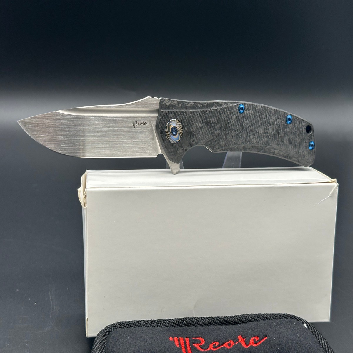 Reate Horizon-D Titanium frame marble CF scale wreal Timascus clip