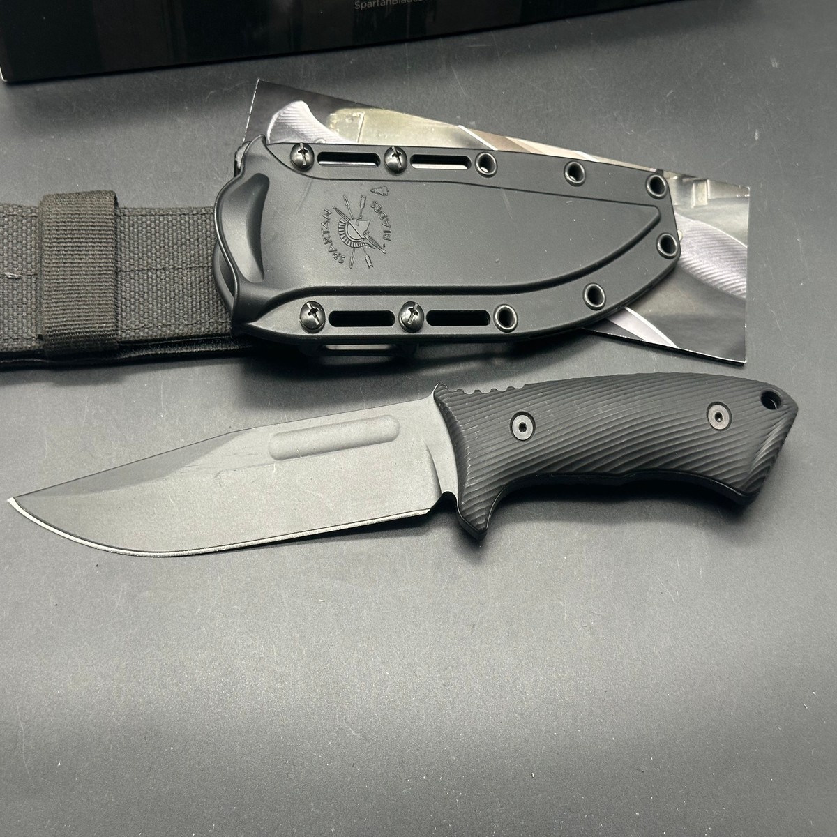 Spartan Blades Harsey Fighter Fixed Blade Knife Black Polymer (61 Black)