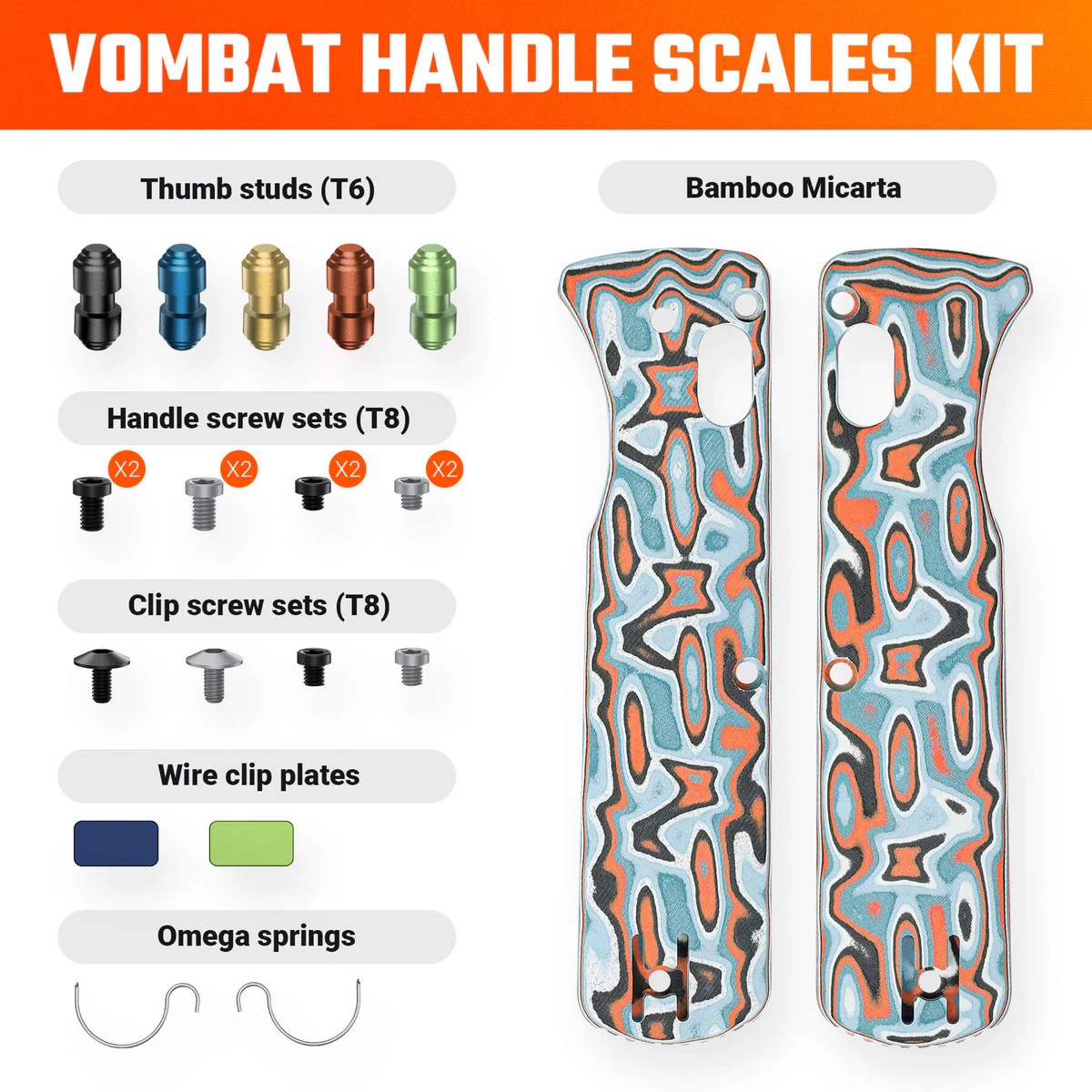 Vombat Handle Scales - Bamboo Micarta Canyon Current