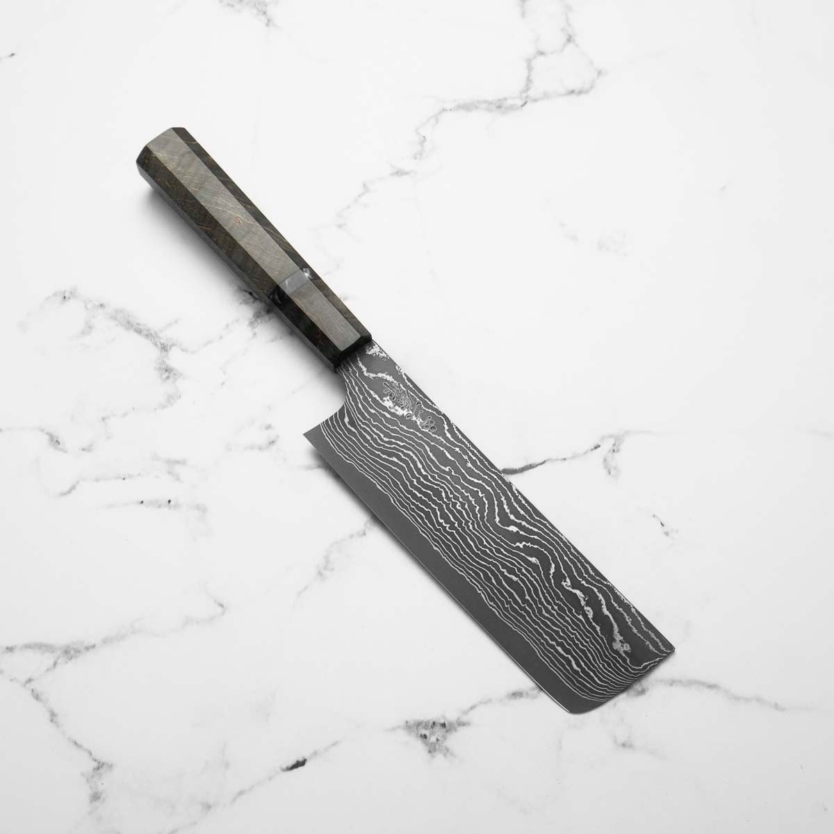 Nigara Hamono Anmon SG2 Damascus Nakiri 165mm - Dark Maple