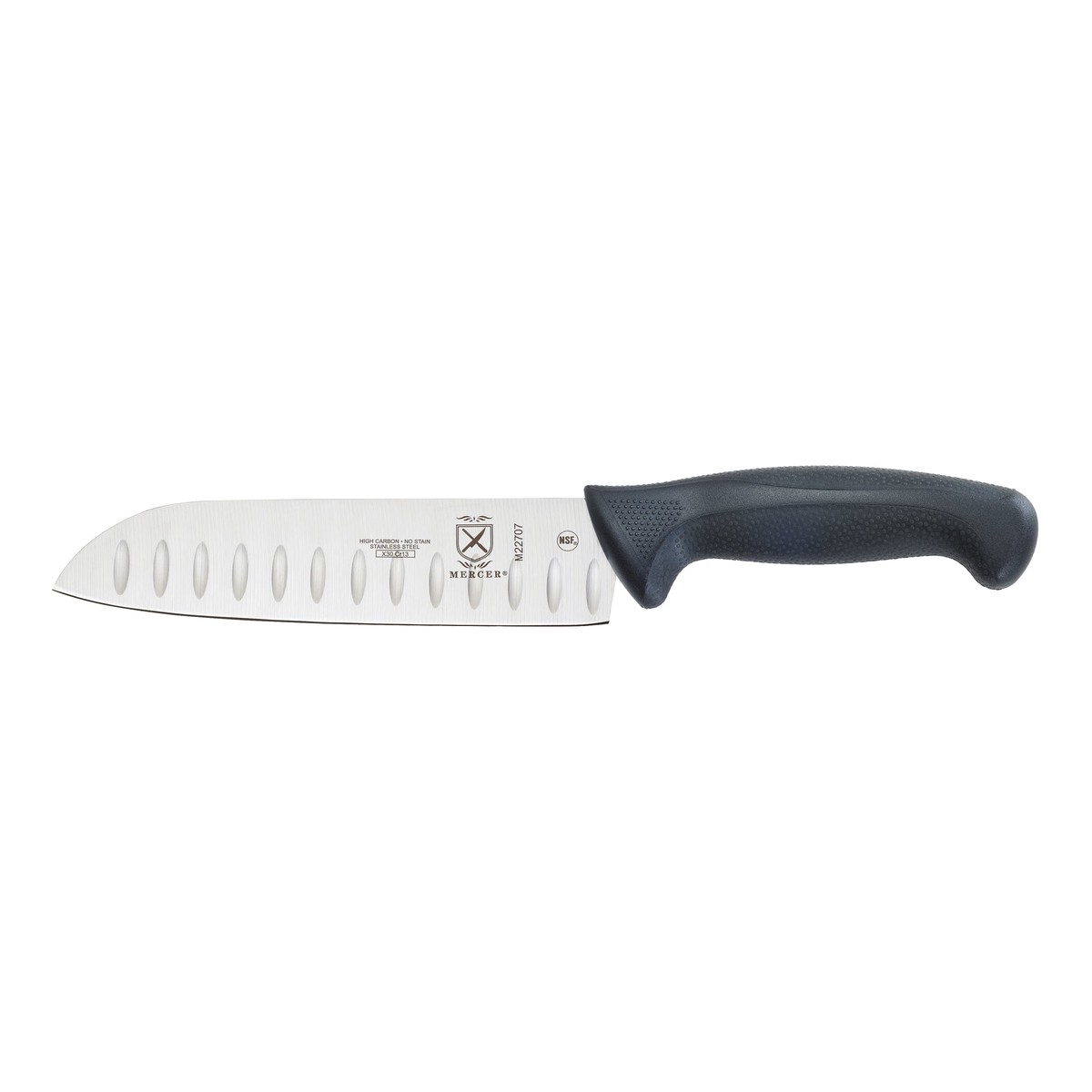 Mercer Millennia Santoku Knife Granton Edge 7 Black
