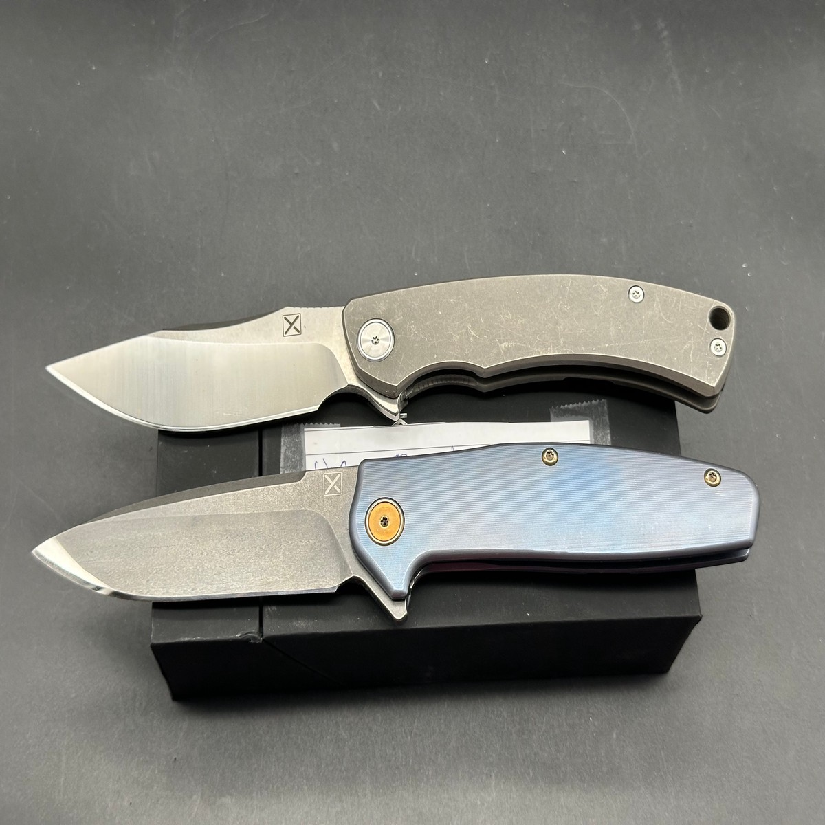 2 knife deal YX 750 titanium handle VG10 blade and YX 650 titanium handle D2 blade